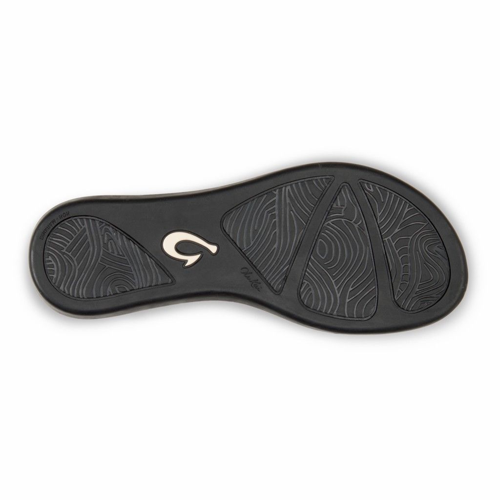 Olukai Women's Hoopio Leather Flip Flop - Onyx / Black US426-837